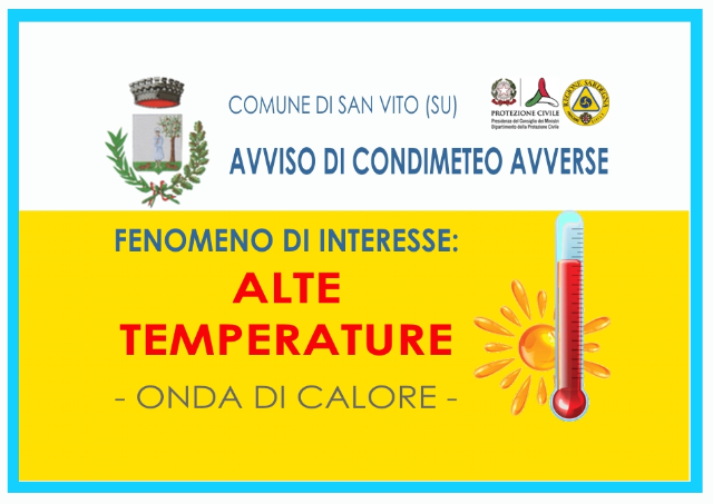 Avviso di condizioni meteorologiche avverse - Alte Temperature (Onde di calore)