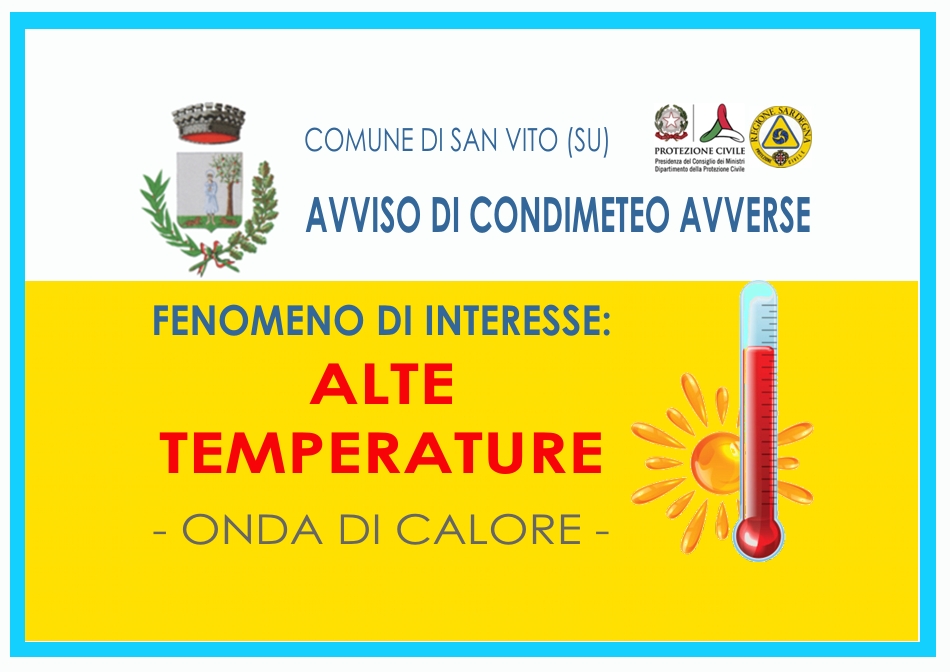 Avviso di condizioni meteorologiche avverse - Alte Temperature (Onde di calore)