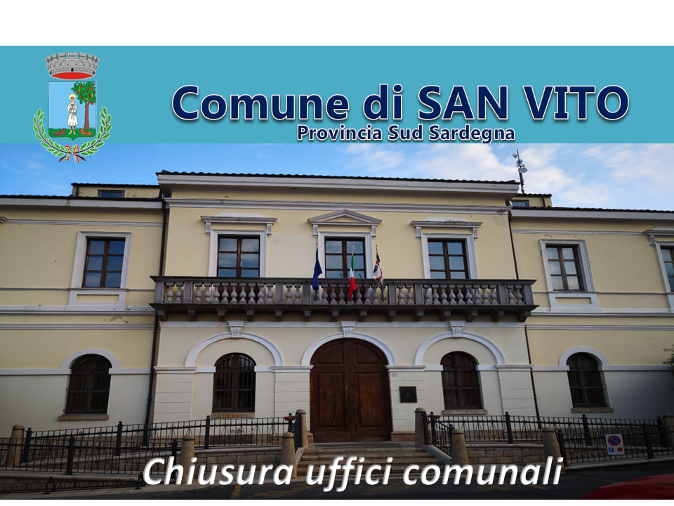 Chiusura uffici comunali per i giorni 24/12/2024 e 31/12/2024 (dalle 13.00 alle ore 19.30), intera giornata del 27 Dicembre 2024.